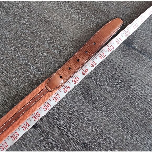 Men's Orange Cotton Canvas Web Belt with Brown Leather Trim Sz 40 - Picture 5 of 6